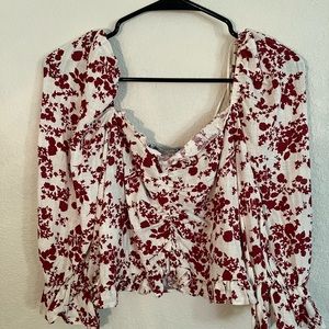 Zara Floral Midi Sleeve Crop Top